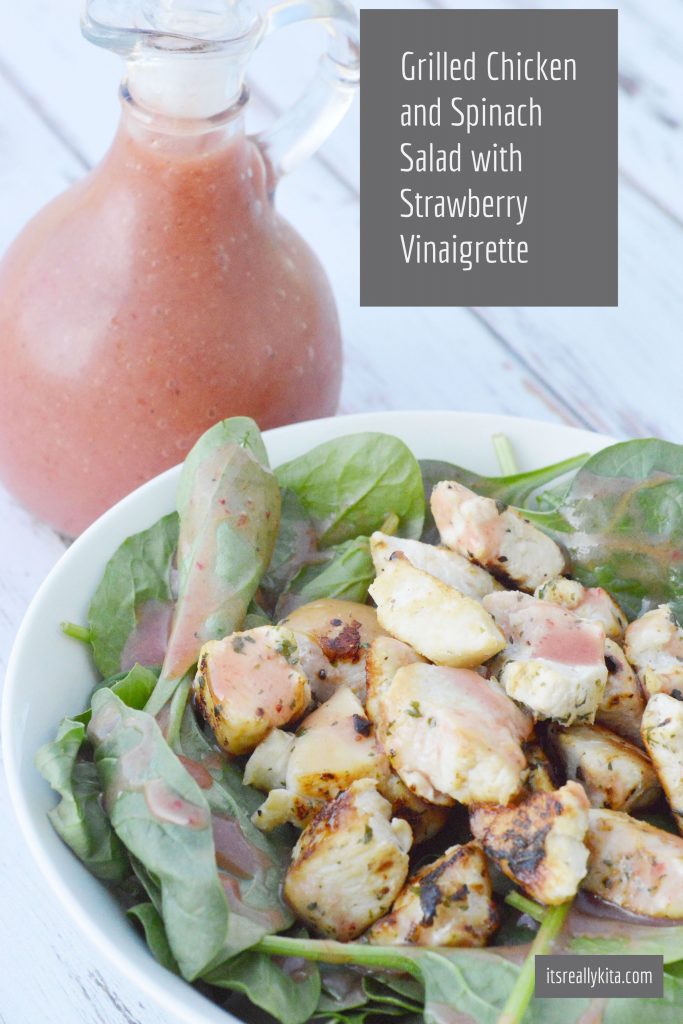 Grilled Chicken and Spinach Salad with Strawberry Vinaigrette