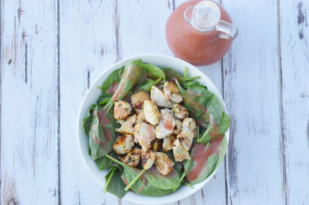 Grilled Chicken and Spinach Salad with Strawberry Vinaigrette