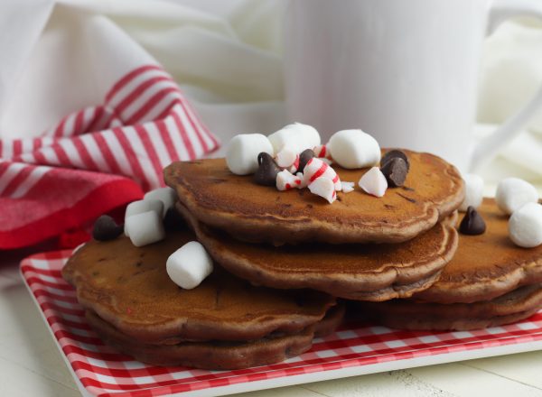 Peppermint Hot chocolate pancakes 